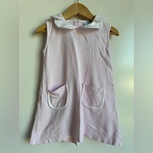 Bella Bliss Aline Girl Dress Pink White Peter Pan Collar 4T Cotton Pockets Lux